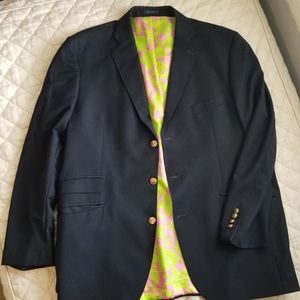 Lily Pulitzer navy blazer with pink/green lining
